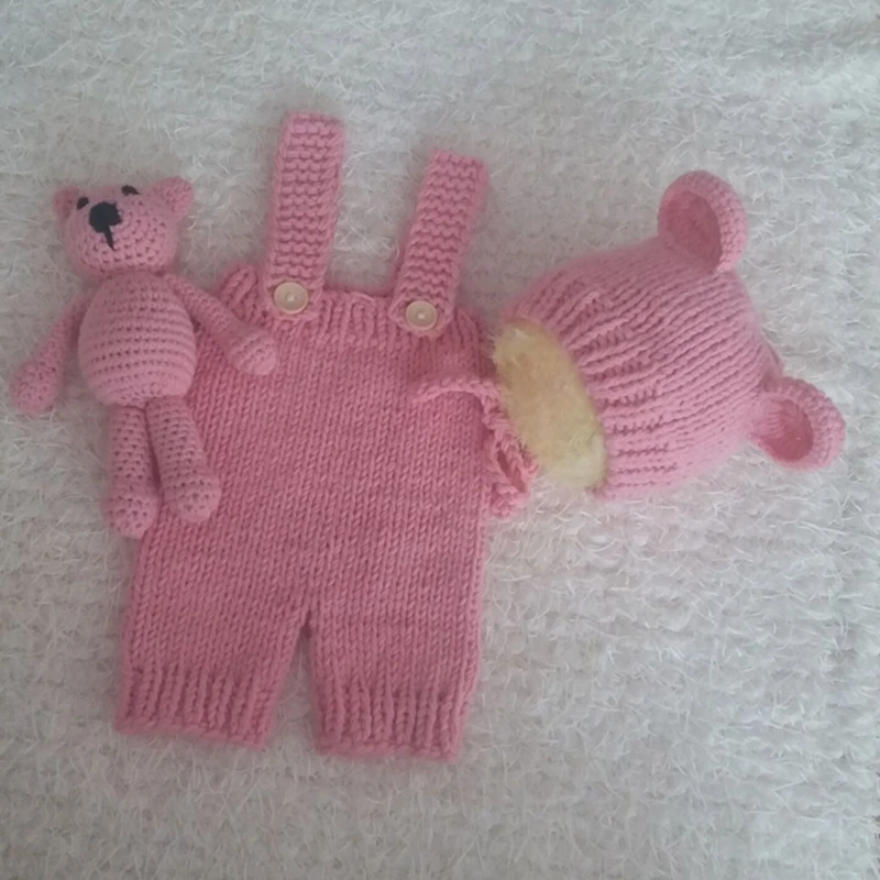 

Newborn Photography Clothing Romper Bear Ear Hat Suspender Trousers Jumpsuit Photo Posing Props Baby Photoshoots Suit
