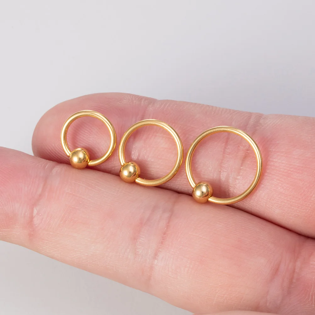 3PC 8/10/12mm 16G Surgical Steel CBR Nose Hoop Ring Septum Eyebrow Lip Cartilage Helix Tragus Earring PA Nipple Piercing Jewelry