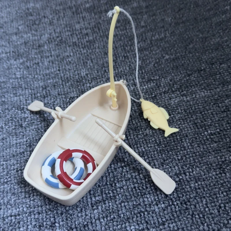 Funny Plastic Fishing Boat Swimming Model Mini Dollhouse Miniature Ornaments Bagged Simulated Fishing Boat Set Children Toys