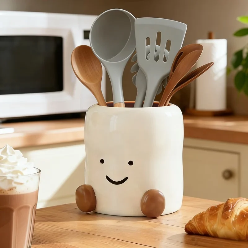 1pc Multi Functional Smiley Face Storage Box Storing Cutlery Racks Chopstick Holders Makeup Brushes Desktop Storage Systems