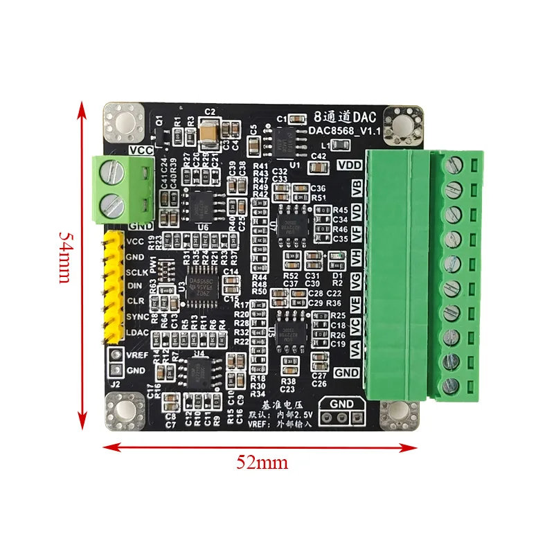 DAC8568 8-Channel 16-Bit High Precision DAC Module with ±5V Output SPI Interface 50MHz for Industrial Control PLC Test Equipment