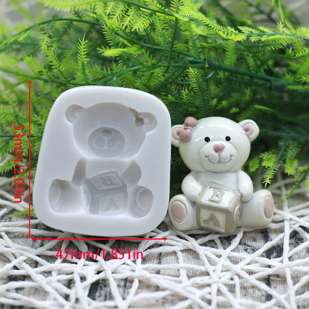 3D Cartoon Teddy Bear Cake Top Baby Shower Bear Decoration Silicone Mold Birthday Cake Decoration Kitchen Baking Tools