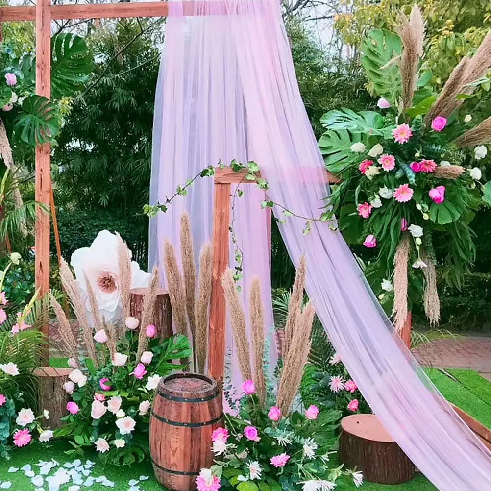 2Pcs Wedding Organza Gauze Curtain Reusable Background Yarn Decor Romantic Wedding Chair Decoration Party Supplies