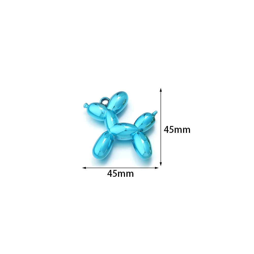 5Pcs 46x50mm Cute Balloon Dog Shape Acrylic Pendants Colorful Beads Charms For DIY Fashion Keychains Earring Jewelry Accessories