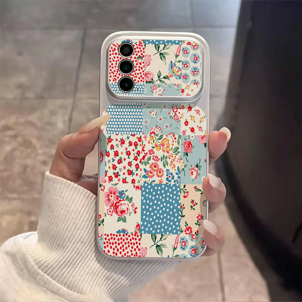 Phone Case for Samsung Galaxy A57 A56 A55 A54 A53 A37 A36 A35 5G A32 A07 A06 A17 A16 4G Cases Cottagecore Patchwork Floral Funda