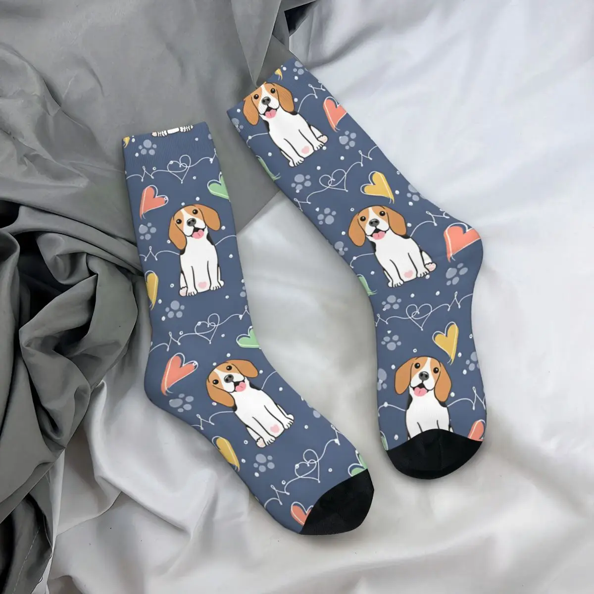 Szalona kompresja Love Beagle - Tricolor 2 skarpety męskie Harajuku Quality Pattern Crew Sock Casual