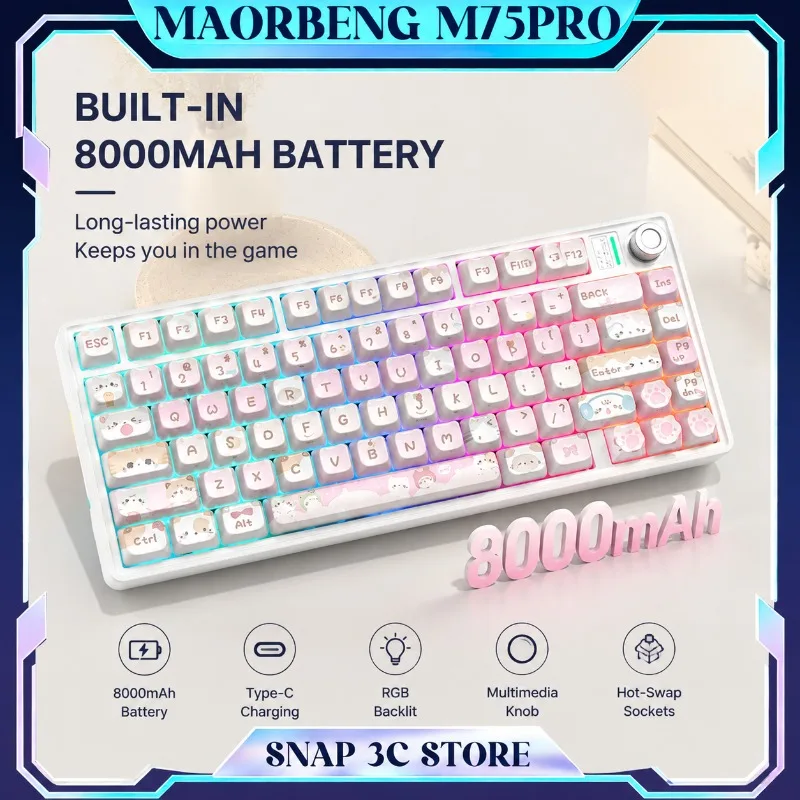 New Custom Mechanical Keyboard Kit 75/87/98/108 Keys Hot-swappable RGB LED DIY Keyboard Barebone Wireless Gasket Structure Kit