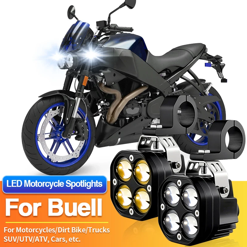 

1 Set LED Universal Motorcycles Headlight Dual Color Fog Light UTV ATV for Buell 1125CR/1125R/Blast/Cyclone/Lightning S1 X1 XB9S