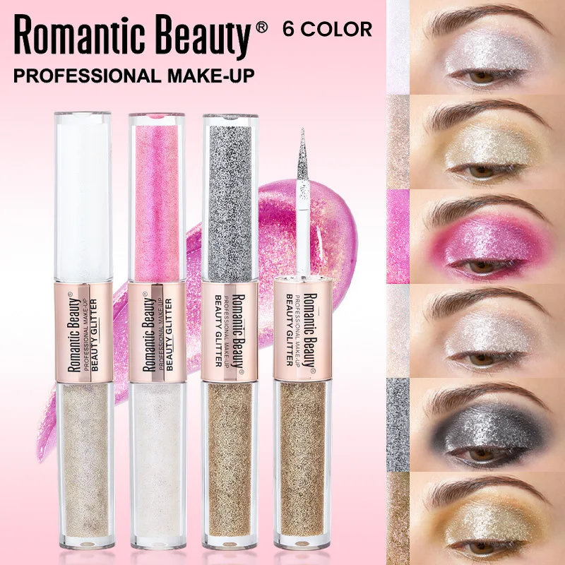 

Liquid Eyeshadow, Double-head Sparkling Makeup, Pearlescent Eye Makeup, Glitter, Two-color Beauty, Long-lasting Eyeshadow