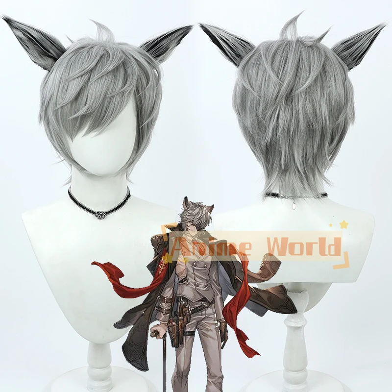 

Game Granblue Fantasy Nehan Cosplay Wig with Ears Short Gray Heat Resistant Synthetic Hair Halloween Party Role Play Carnival