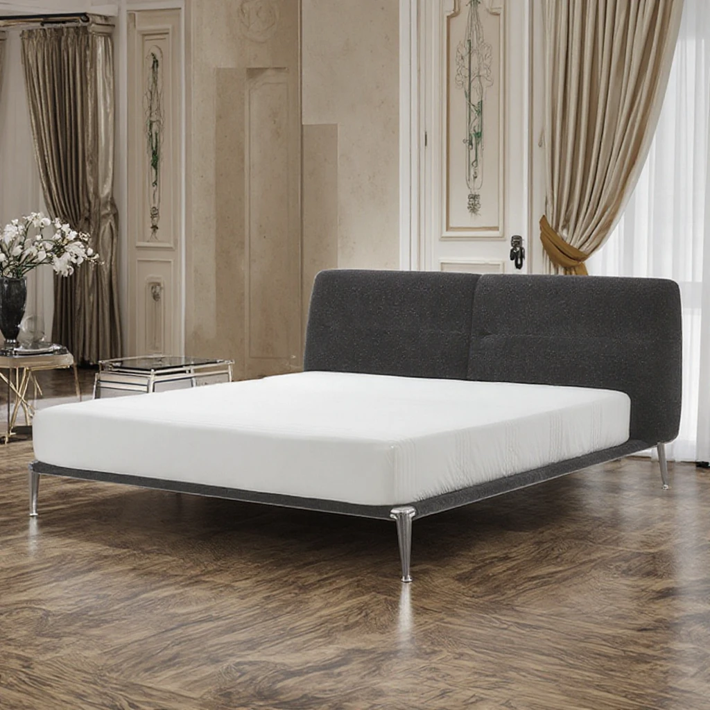 Home Bedroom Furniture Upholstered Bed Queen King Size Metal Frame Wooden Modern Bed