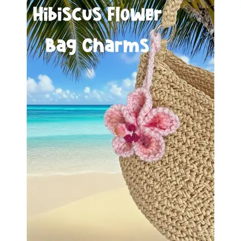 हिबिस्कस फूल कार हैंगिंग आभूषण, क्रोशिया हवाईयन उष्णकटिबंधीय फूल बैग आकर्षण सजावट कार रियर व्यू मिरर समुद्र तट सहायक उपकरण ( 8 best sales जपापुष्प - №8