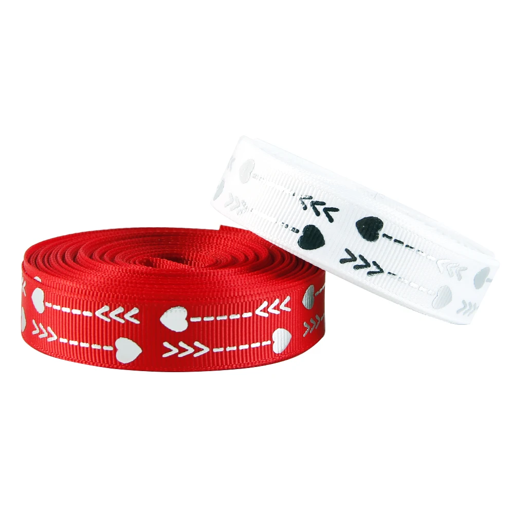 1 rollo de cinta de grogrén para el Día de San Valentín, 0,62 pulgadas/16 mm x 5 yardas/rollo, diseño de corazones.