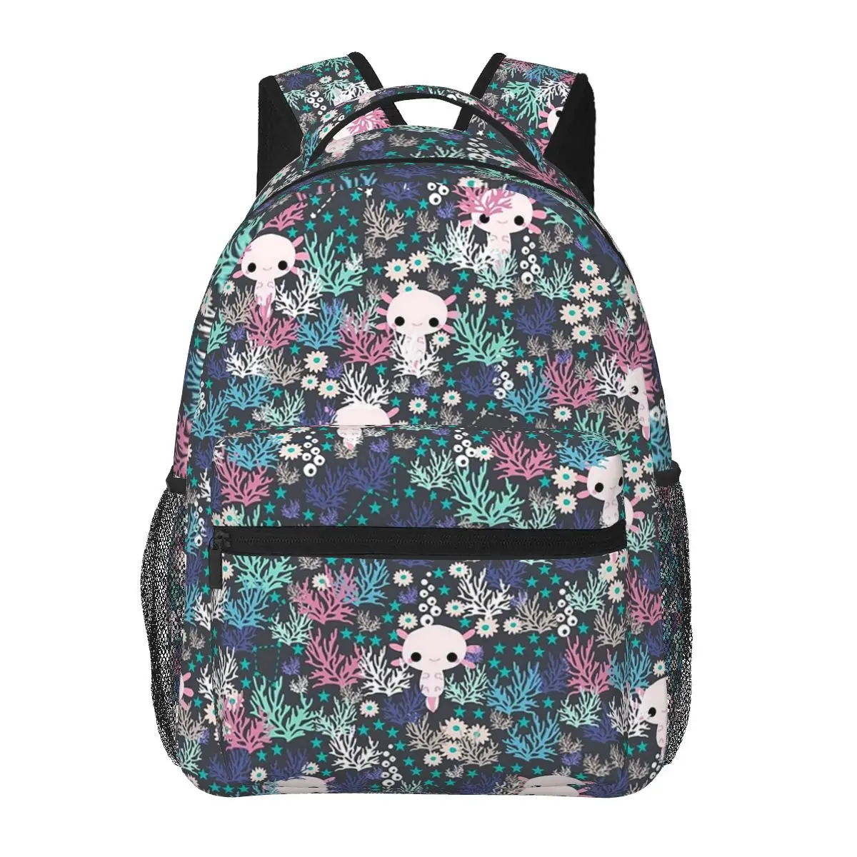 

Cute Axolotl And Coral Pattern Backpacks Boys Girls Bookbag Students School Bags Laptop Rucksack Shoulder Bag Large Capacity