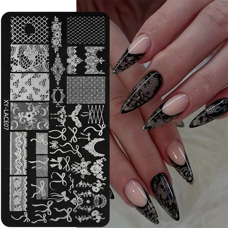 14 Designs Blumen-Spitzen-Buchstaben Edelstahl Nagelstempelplatten Nagelkunst-Vorlage – Detail 12
