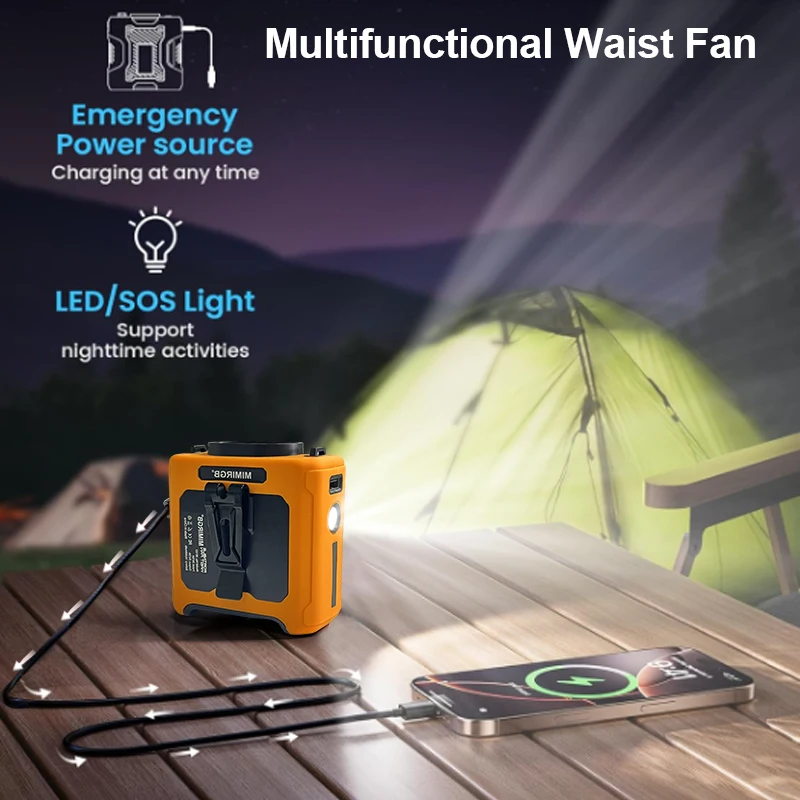 

Подвесной шейный сильный ветер со светодиодной подсветкой Power Bank для экстренных видов спорта на открытом воздухе Портативный уличный поясной вентилятор