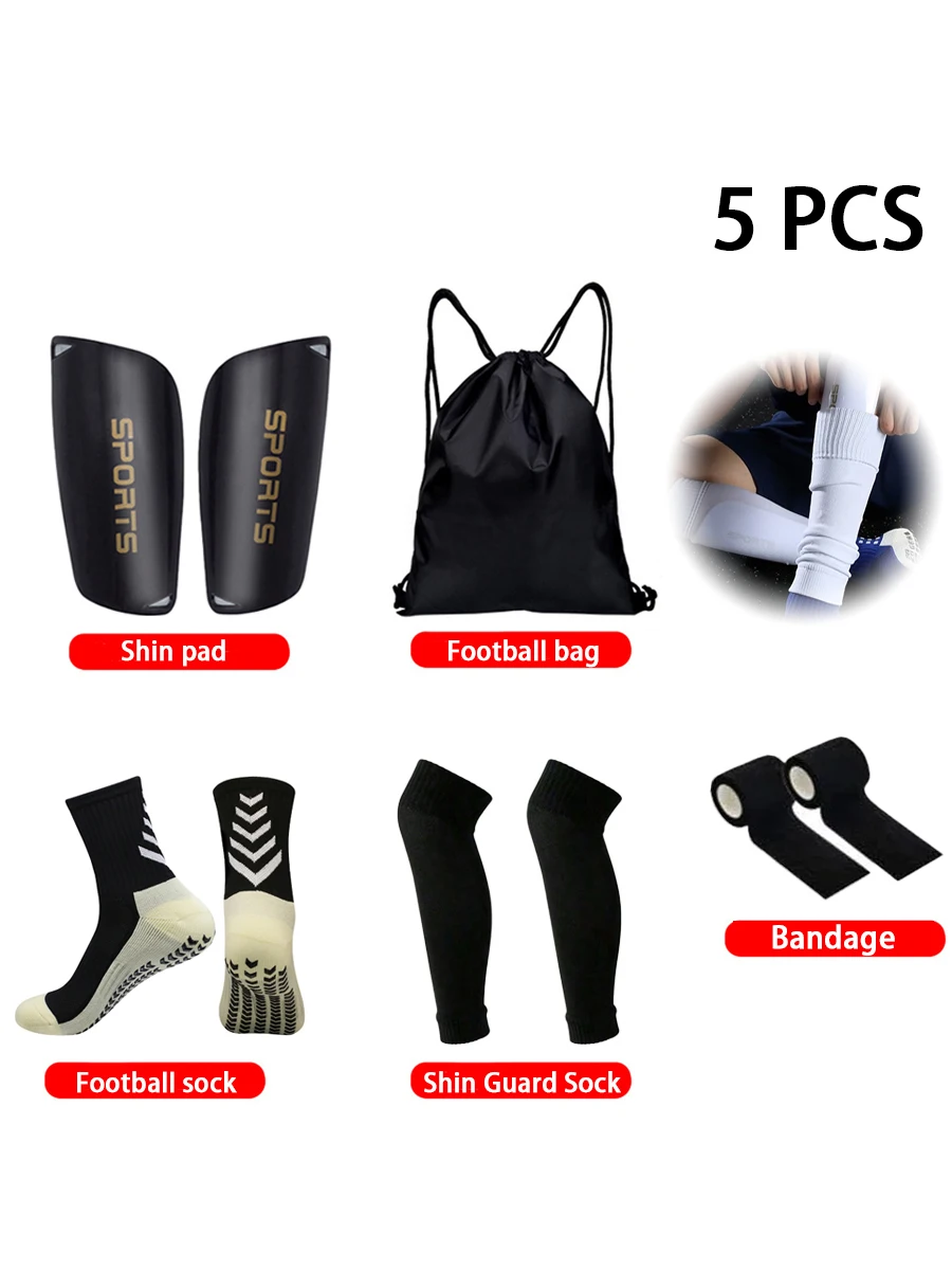 

Набор из 5 предметов, новые мужские и женские спортивные нескользящие футбольные носки, спортивные повязки на шнурке, сумка для мяча, чехол для ног, перегородка, футбольные аксессуары