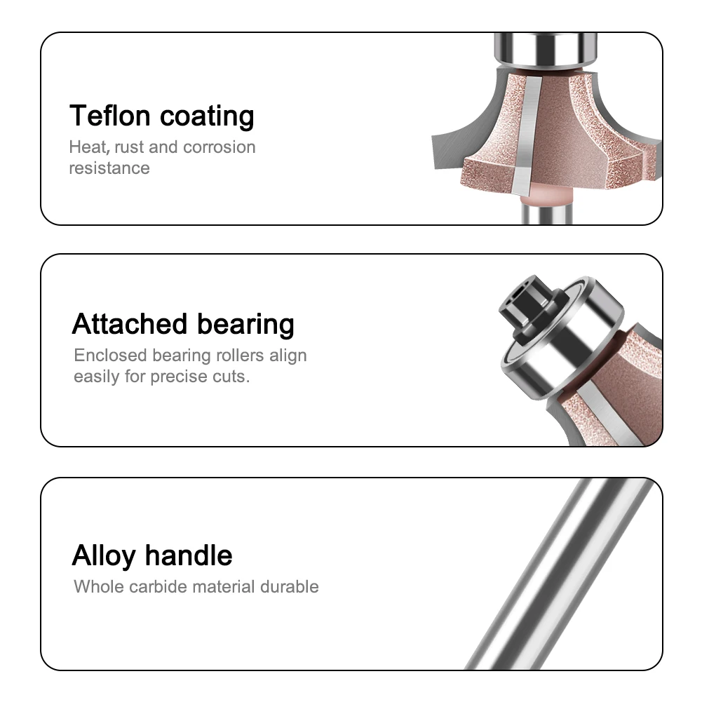Imagem -02 - Carpintaria Fresadora Flautas Router Bit Grupo Frente e Verso Aparar a Borda da Faca Shank r1 R1.5 r2 Alta Qualidade