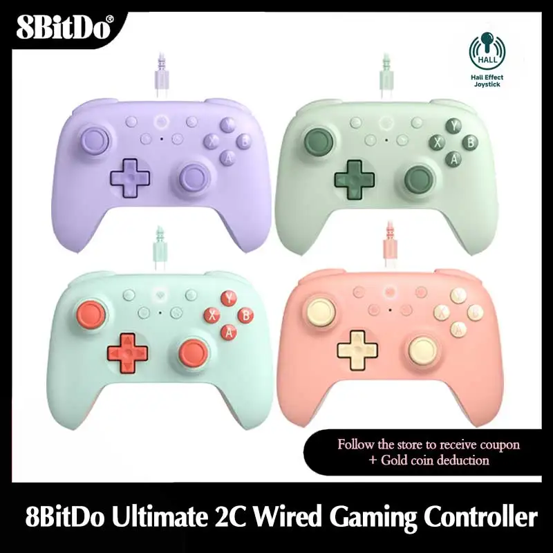 

8BitDo Ultimate 2C Wired Gamepad，USB Gaming Controller with Hall Effect Joystick for PC Windows 10 11， Android and Raspberry Pi