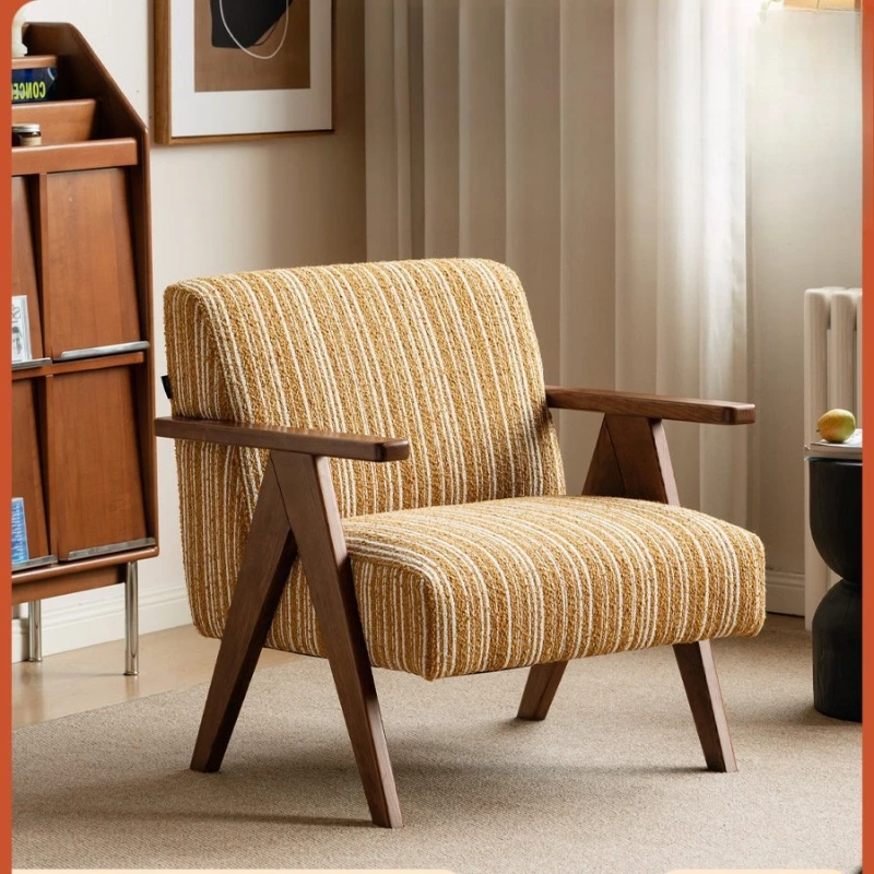 

Fabric sofa chair American retro leisure chair living room single chair medieval Chandigarh armchair
