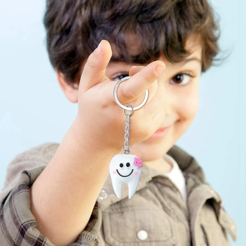 24 Pcs  Teeth Shape Model Simulation Tooth Key Chain Teeth Key Chain Fashion Cartoon Lovely Girls Gift Pendant
