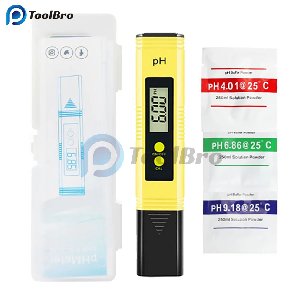 LED Digital PH Meter Water Quality Test Pen High Precision Portable PH Monitor Detector for Aquarium Hydroponics with Calibrate