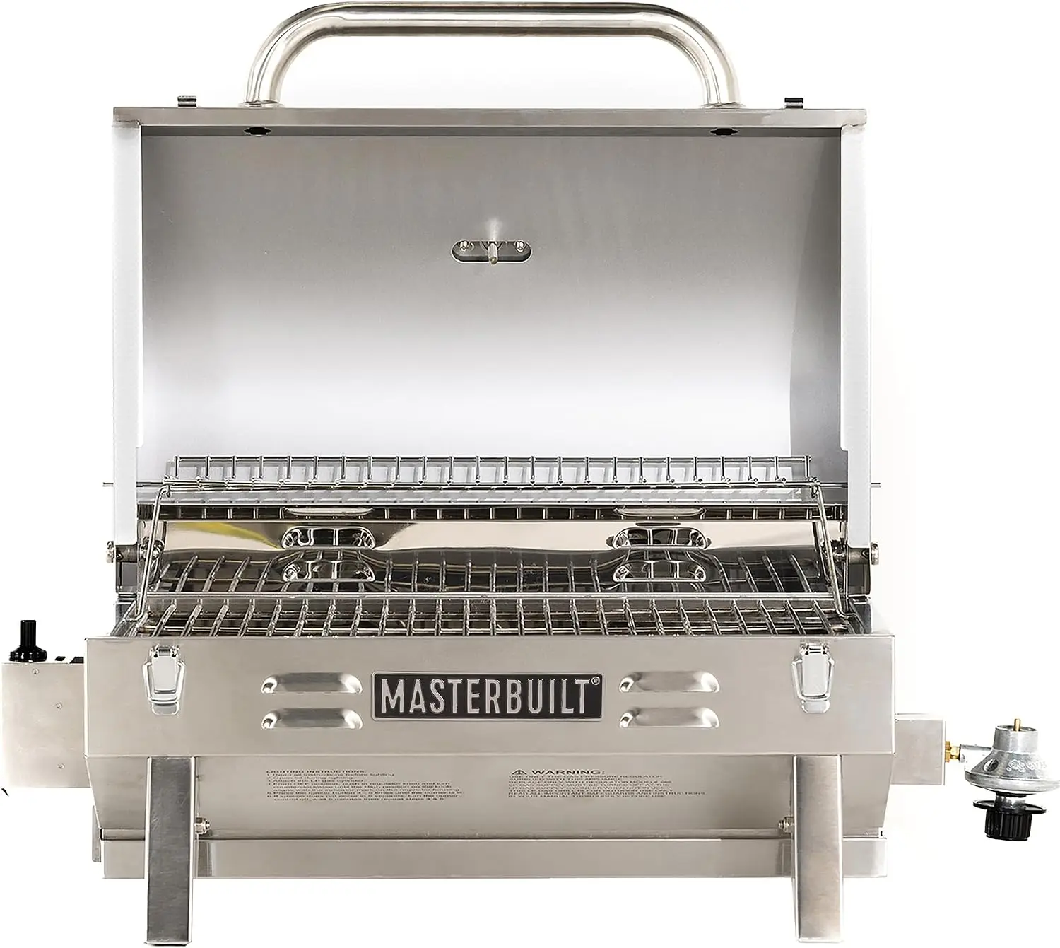 Portable Propane Gas Grill with Folding Legs, Chrome-Coated Warming Rack and 288 Cooking Square Inches in Stainless Steel, Model