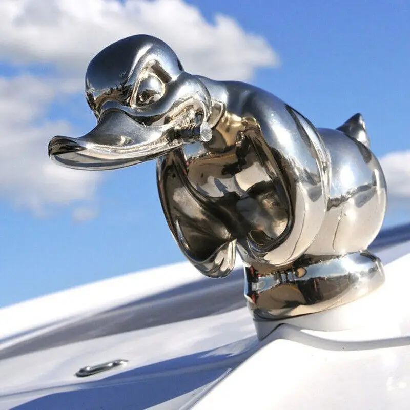 

Car Decoration 1pc Angry Rubber Duck Hood Ornament Death Proof Sliver Black Strong Duck Plated Curiosity Ornaments