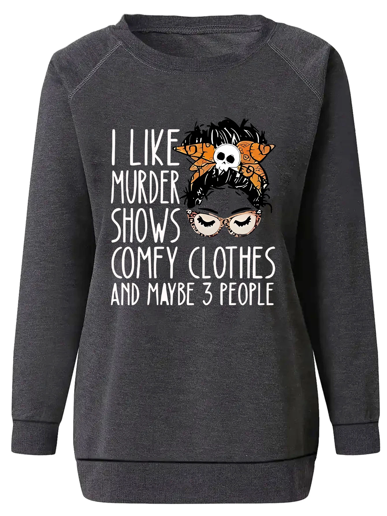 I like sweatshirts with murder shows monogram casual crew neck sweatshirts Shoulder hoodies for women in winter and fall