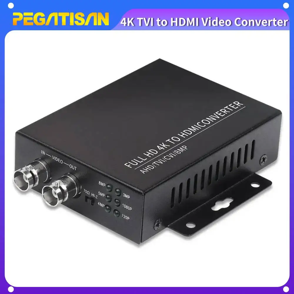 PEGATAH Full HD 8MP/4K TVI to HDMI Video Converter Support 8MP CCTV Camera/5MP TVI Camera/4MP/3MP/1080P/720P Converter