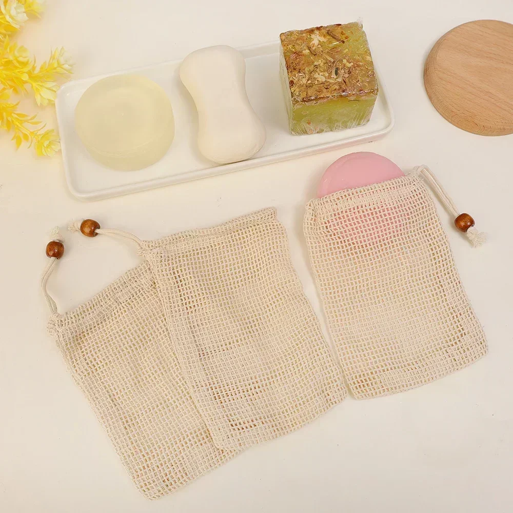 Filet moussant pour savon, sacs en maille, outils de lavage de bain, nettoyage du corps, aide à bulles, nettoyage en profondeur, mousse délicate en coton, 5/2/1 pièces