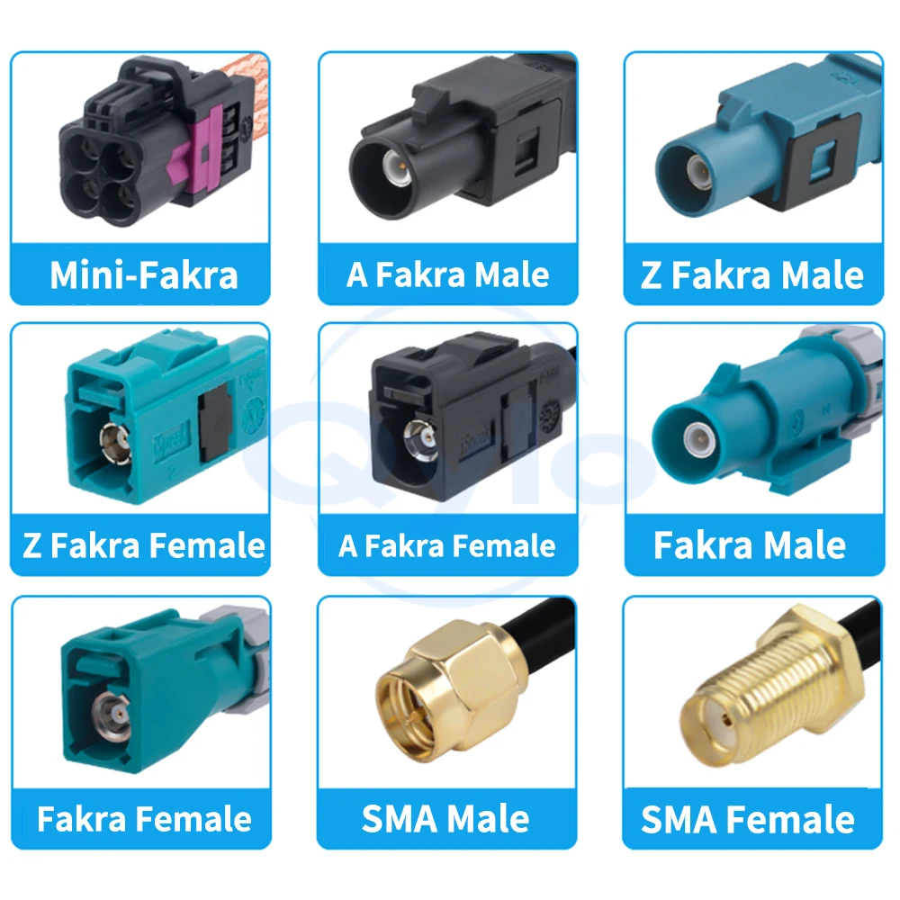 (1 Piece) Rosen Mini FAKRA 4-in-1 Type A Black to SMA/FAKRA RG316D Brown Silver-Plated Cable FAKRA to SMA Cable