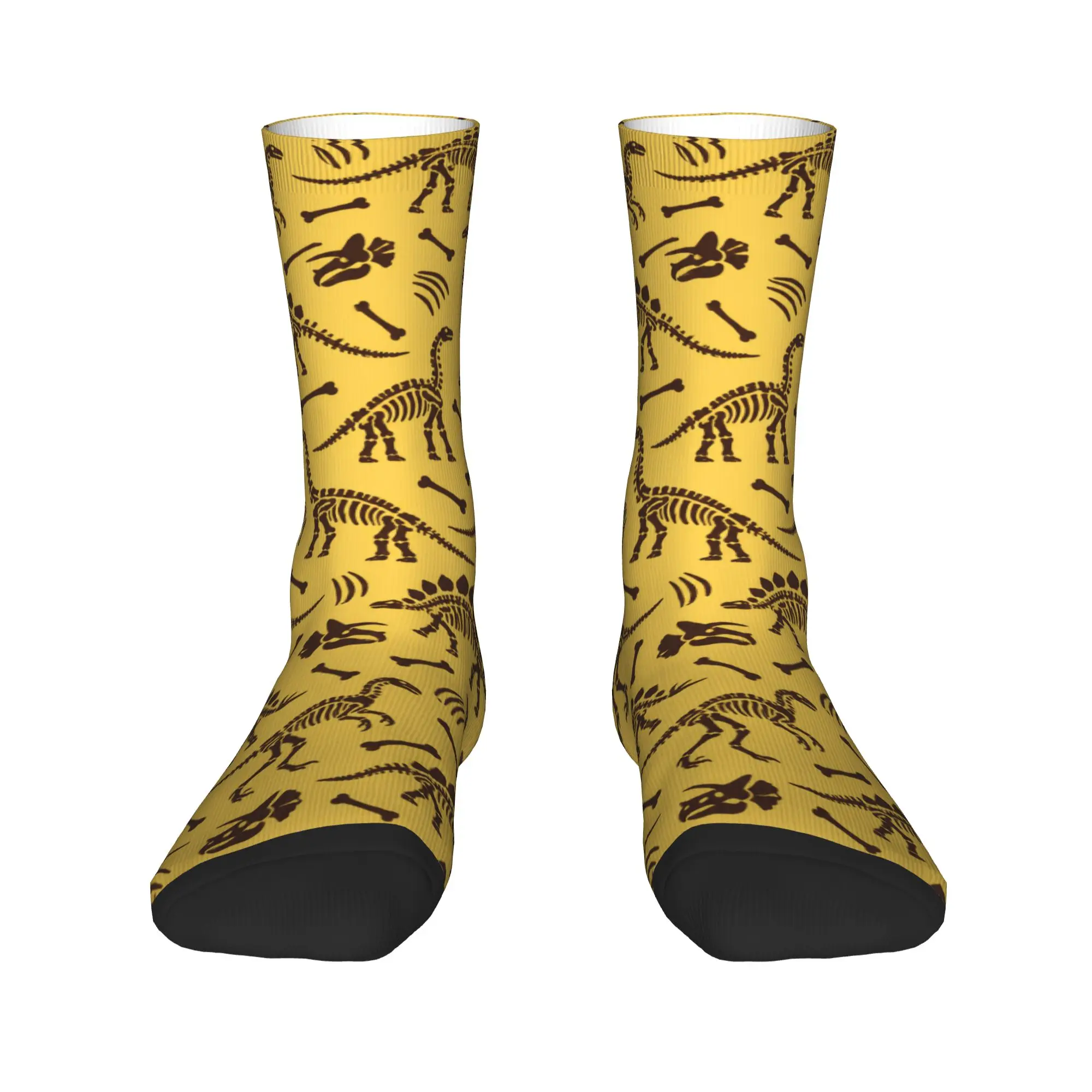 Novelty Retro Fossil Pattern Socks Winter Dinosaur Skeleton Print  Stockings Korean Women Men Socks Sports Anti Sweat Socks