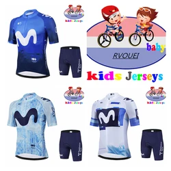New Movistar Team Baby Breathable Kids Cycling Jersey Set Cushion Shorts Black Children Bike Clothing Boys Girls Summer Bicycle