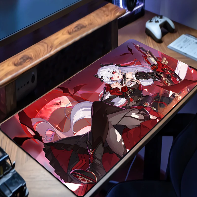 Alas Mouse Gaming Honkai Impact 3 Aksesori Alas Meja Keyboard Gamer Kantor Alas Meja Laptop Antiselip Alas Mouse Anime PC Besar