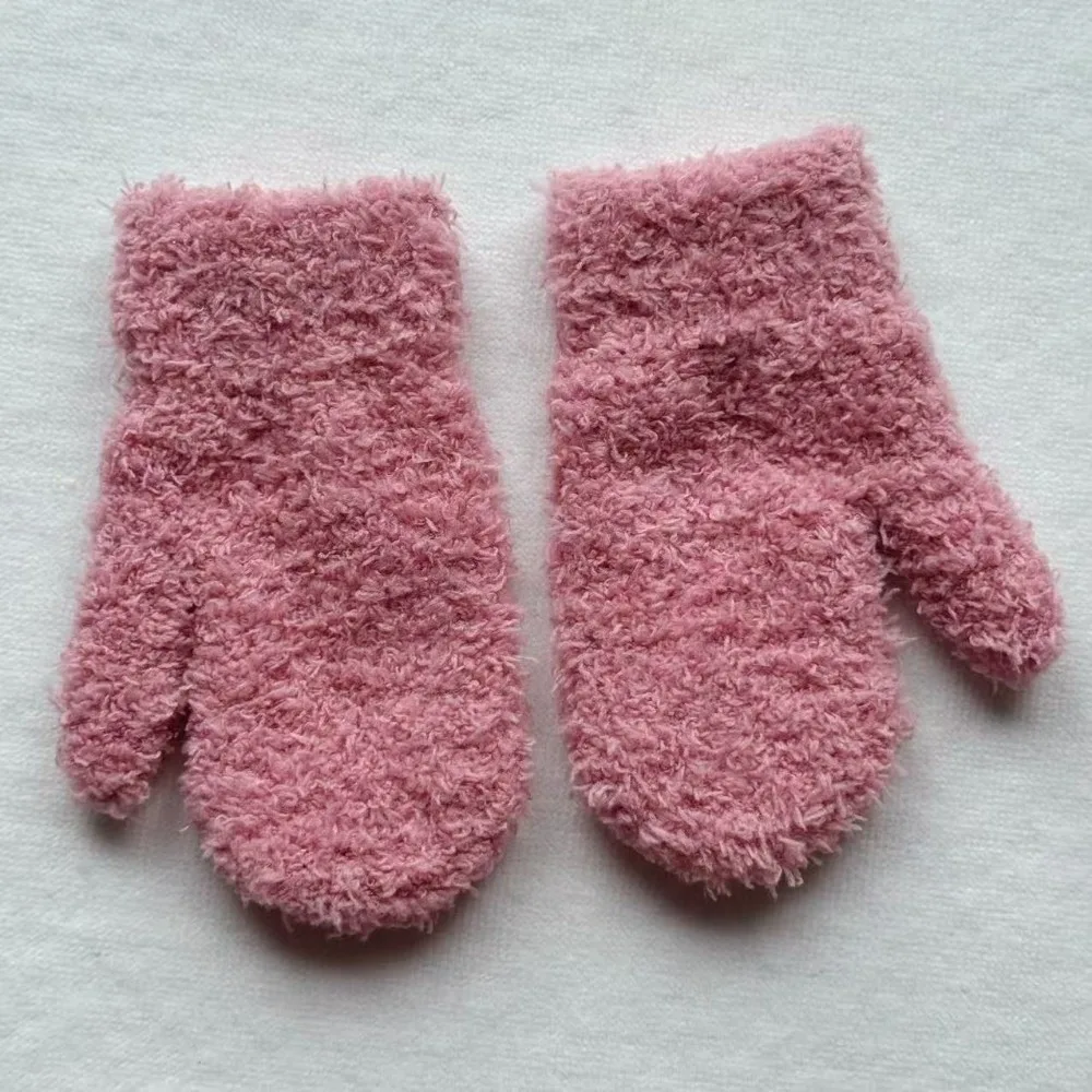 

Новые однотонные детские теплые перчатки, ветрозащитные теплые лыжные варежки, вязаные перчатки из кораллового флиса с длинными пальцами, осень и зима