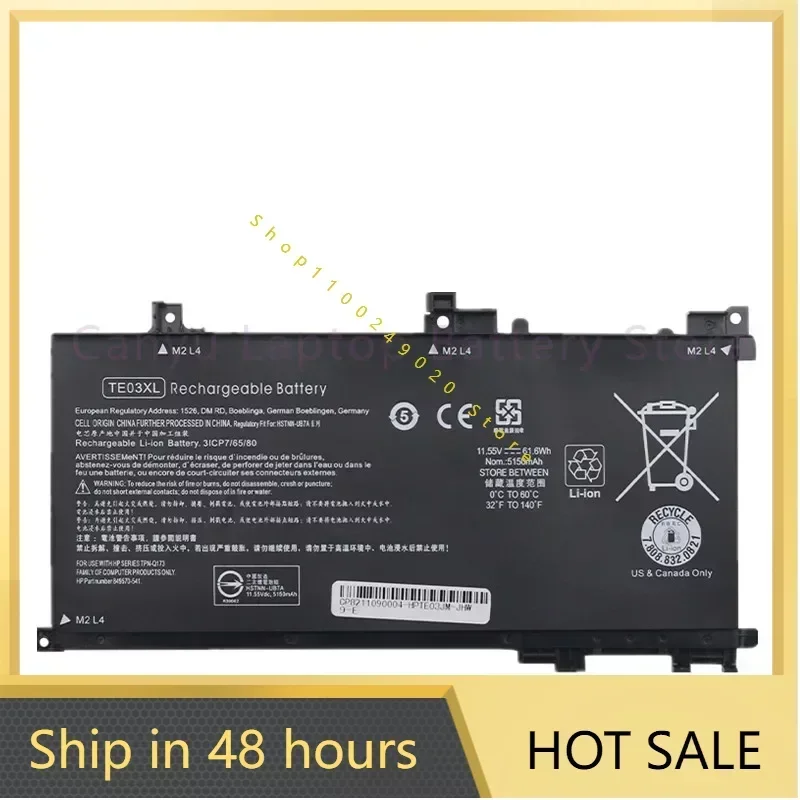 

2024 New TE03XL For HP OMEN 15 TPN-Q173 HSTNN-UB7A 15-Bc011TX Bc012TX Bc013TX Bc014TX Bc015TX AX017T Laptop battery