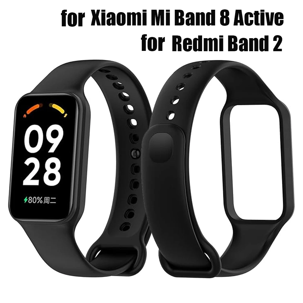 Pulseira Esportiva para Xiaomi Smart Band 8 Active e Redmi Band 2 - Silicone, Ajustável e Colorida, Correia de Pulso Esportiva