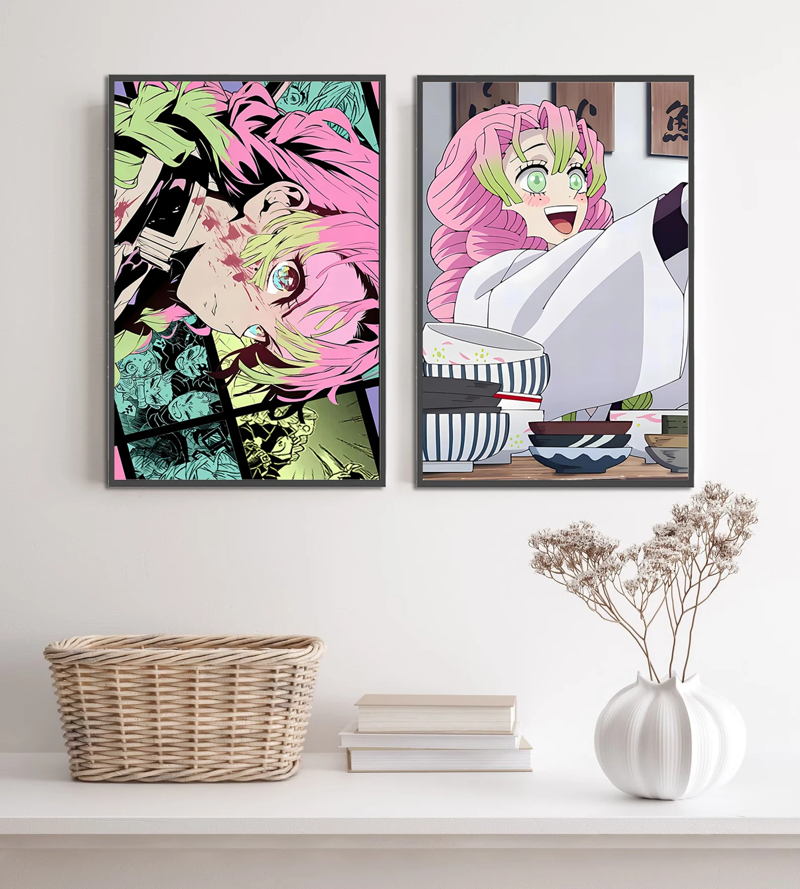 Demon Slayer Hashira Mitsuri Kanroji Anime Self-adhesive Poster Wallpaper Art Kid Stickers Decor Gift Home Decoration Painting