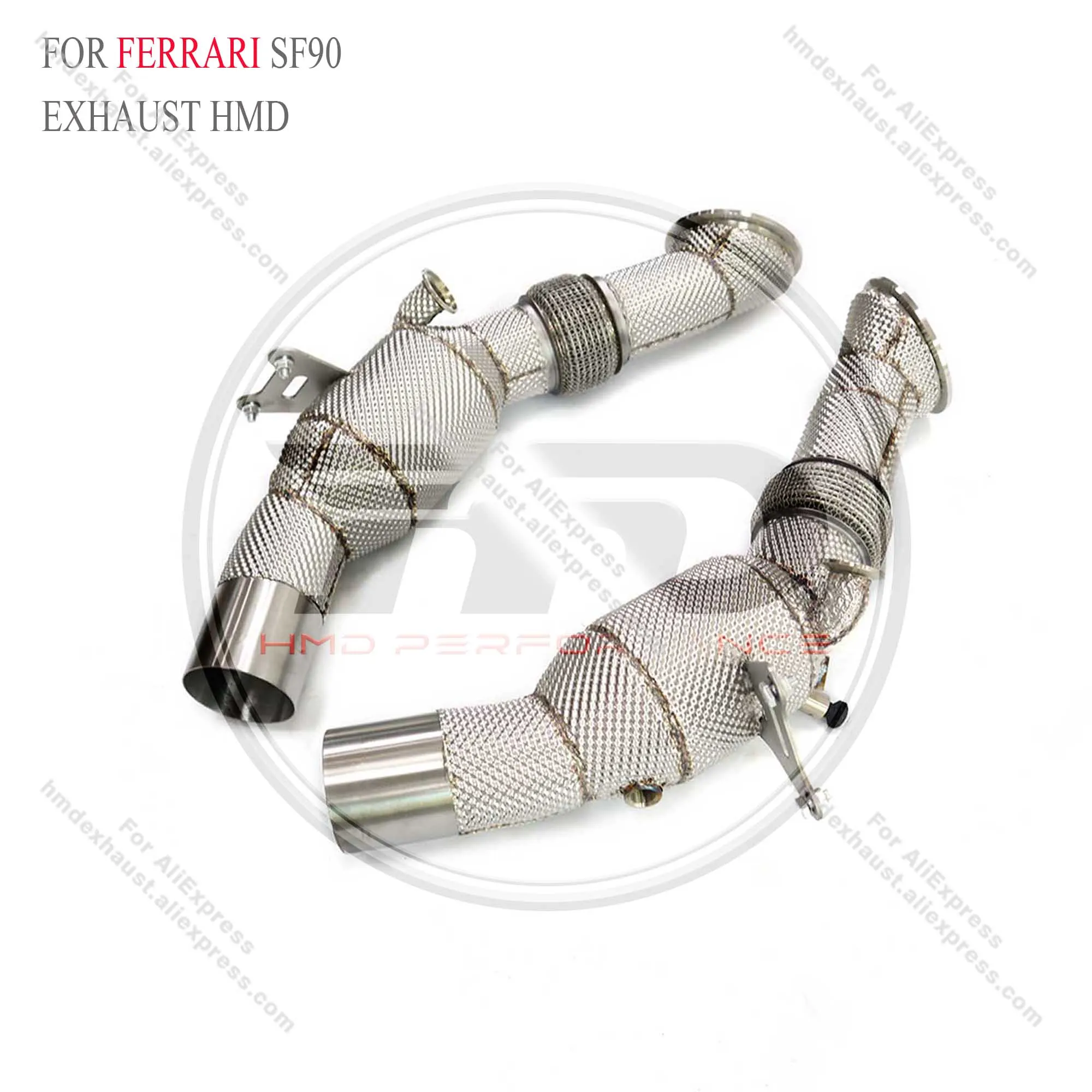 HMD Exhaust System High Flow Performance Downpipe for Ferrari SF90 2019+ With Heat Shield Racing Pipe