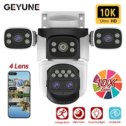 10K Beveiliging WiFi6 Camera Buiten Vier Scherm 20MP CCTV Externe IP Cam 10X Zoom 8K 15MP Videobewakingscamera's