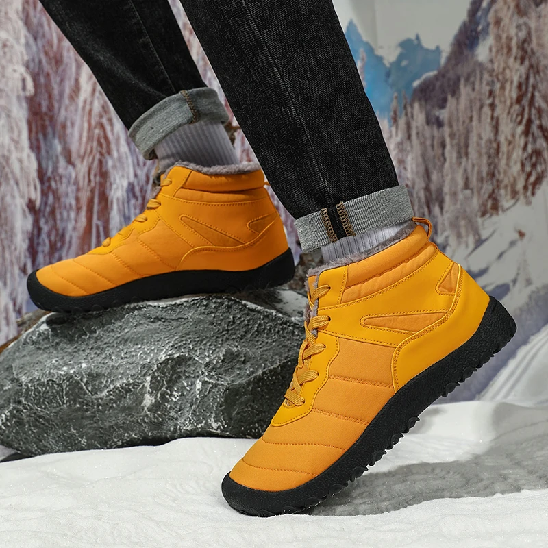 Winter Men Thick Plush Warm Boots Men's Snow Boots Outdoor Breathable Comfy Waterproof Short Boot