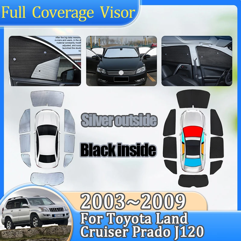 

For Toyota Land Cruiser Prado J120 2003~2009 LC120 FJ120 Car Front Rear Side Sunscreen Blocks UV Rays Sun Visor Car Accessories