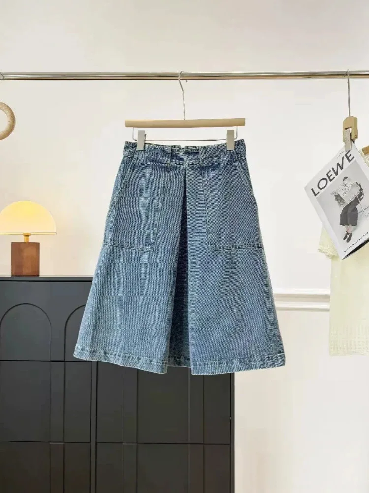 Dave&Di Summer Skirt Woman Clothing Faldas Skirts New Women's Standard A-line Denim Denim Skirt