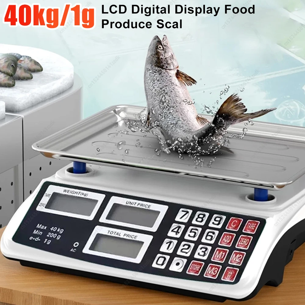 

Цифровые кухонные весы с ЖК-дисплеем, 40 кг/1 г, с функцией тары, ценные вычислительные весы, весы из нержавеющей стали для подсчета мяса, овощей
