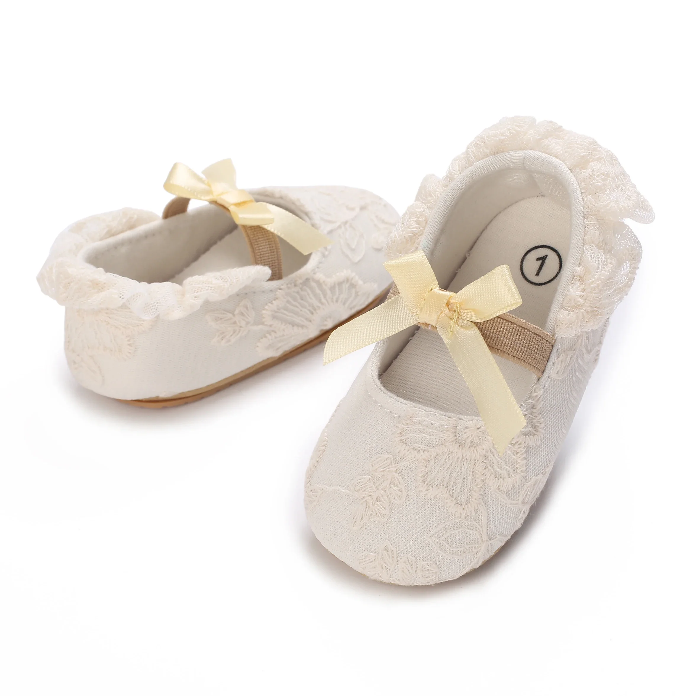 Süße weiße Spitze Baby Mädchen Prinzessin Schuhe Baby Mokassins Moccs Schuhe Schleife Fransen Gummisohlen rutschfeste Schuhe Krippenschuhe – Detail 7