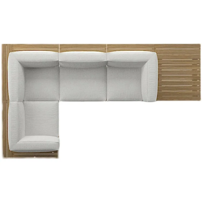

Simple modern outdoor leisure teak sofa courtyard outdoor open-air rattan chair solid wood coffee table sun room furniture