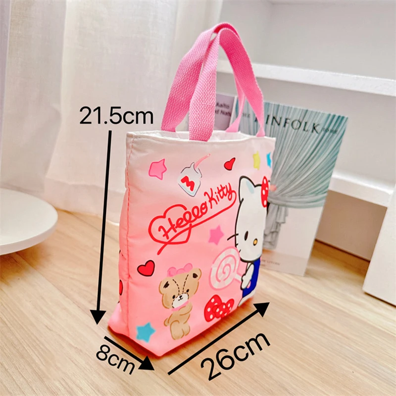 Nieuwe Kawaii Hello Kitty Sanrio Lunchbox Tas Student Grote Capaciteit Cartoon Kuromi My Melody Cinnamoroll Hangyodon Canvas Handtas