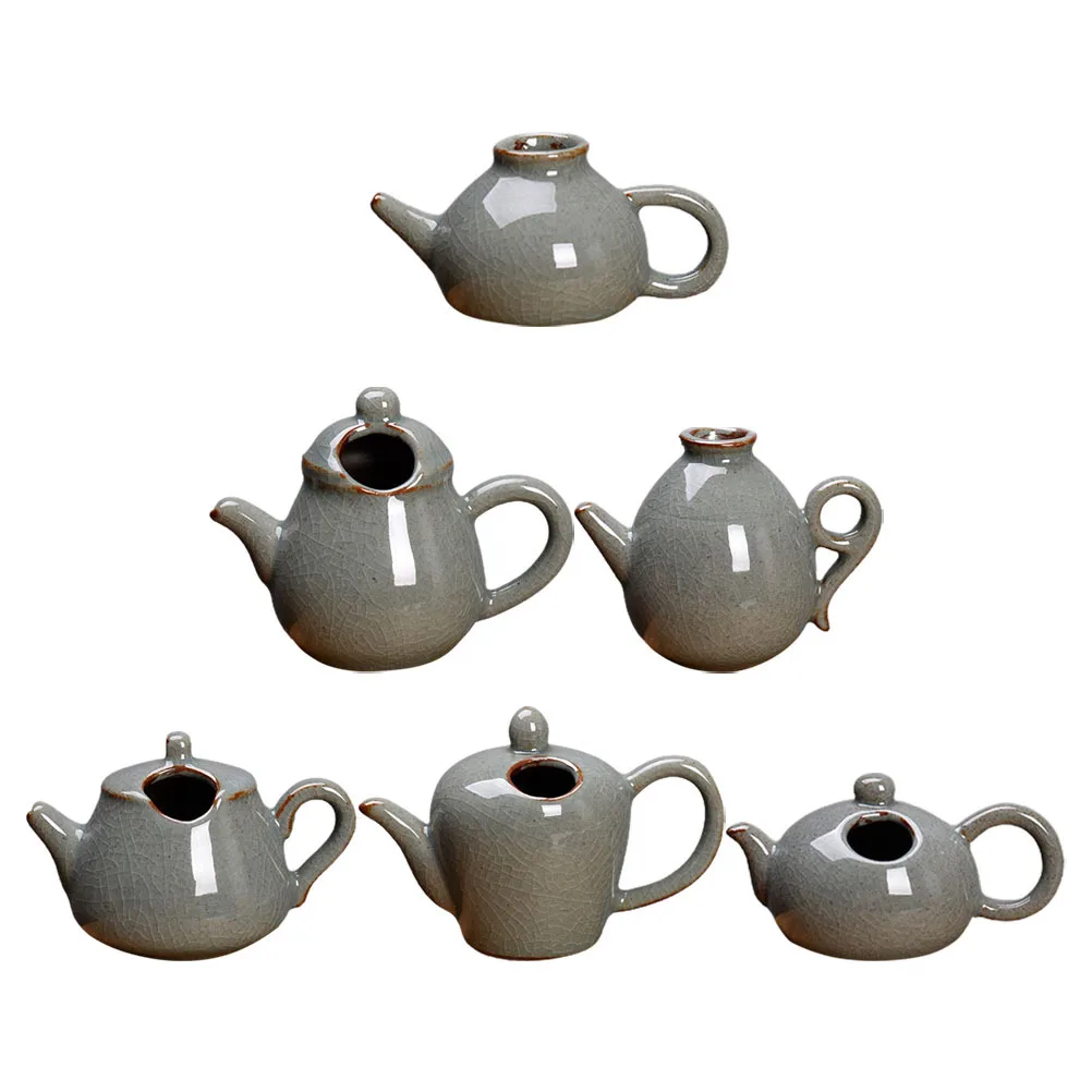 

6Pcs Mini Fingertip Vases Ceramic Small Pot Shaped Vases for Flower Arrangement Home Decor Office Study Room Ornament