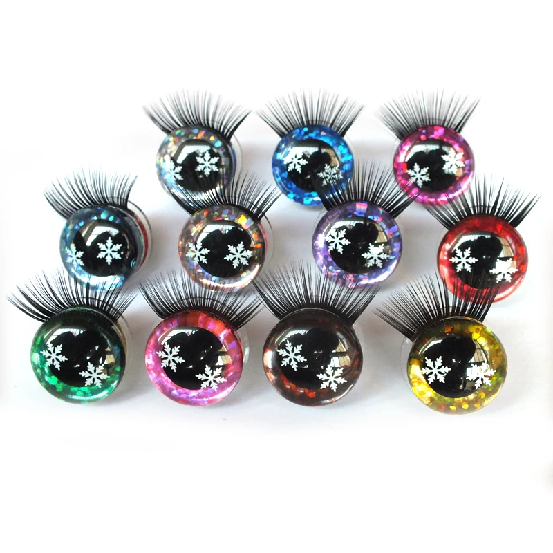 DIY Amigurumi Doll eyes--12mm--30mm snowflake  glitter eyes with eyelash